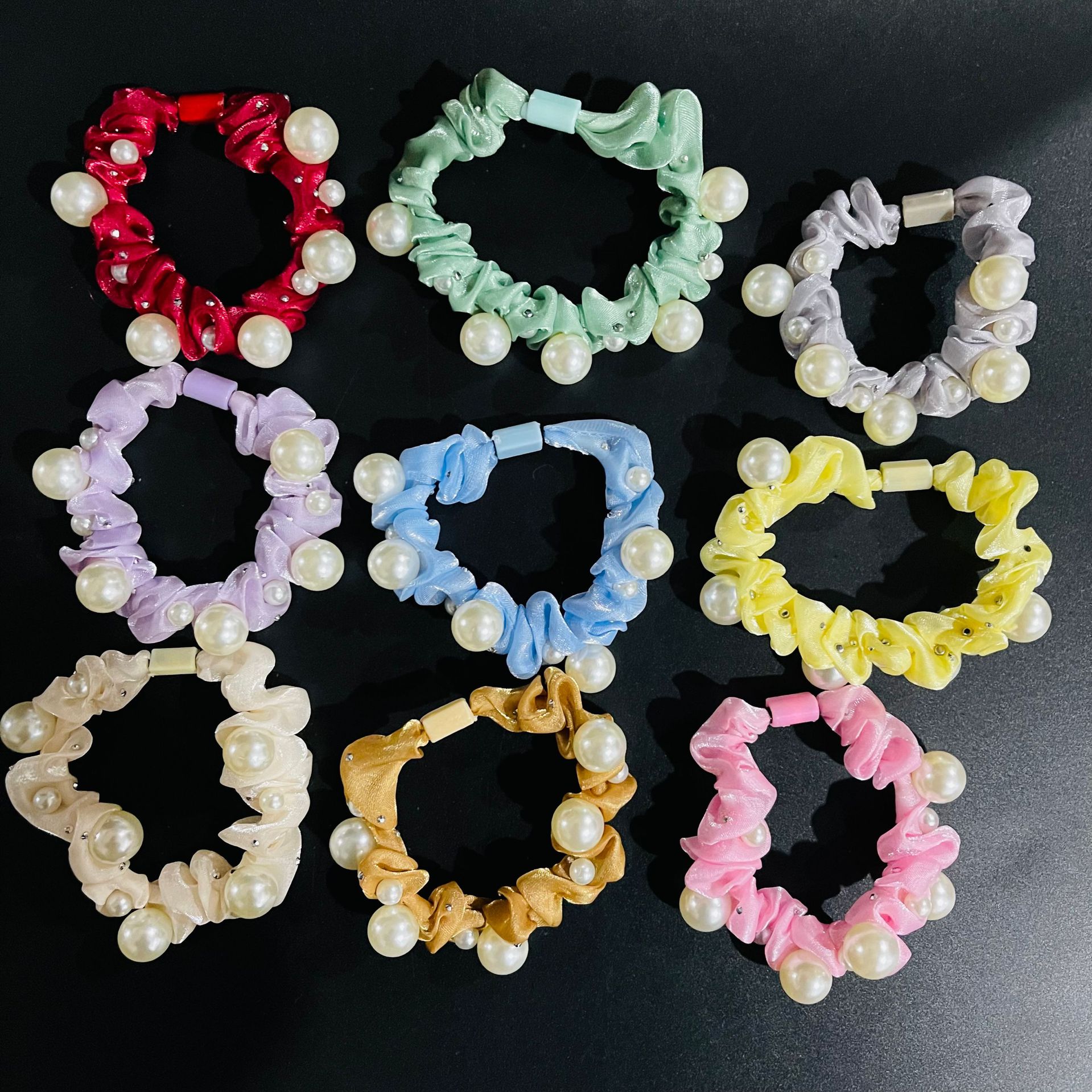 【1-9 Zone 】 No. 191 Pearl Hair Band, 100 yuan per bundle, large and small pearl hair band, Korean style hair tie, new style bun hair decoration, leather band hair tie, wholesale 1 yuan pic 4