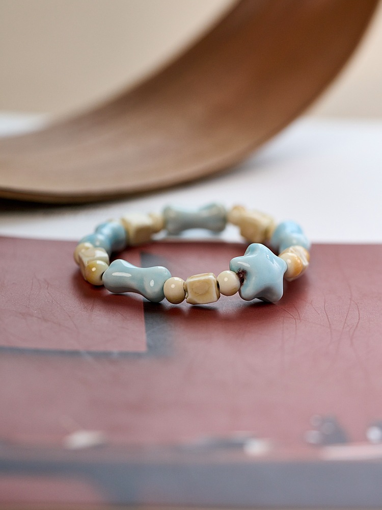 景德镇陶瓷手链新不掉色女夏季百搭学生古风串珠手串小清新流行详情4