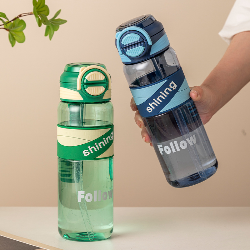 高颜值大容量双饮杯男女塑料水杯夏季创意学生上学便携吸管杯子详情11