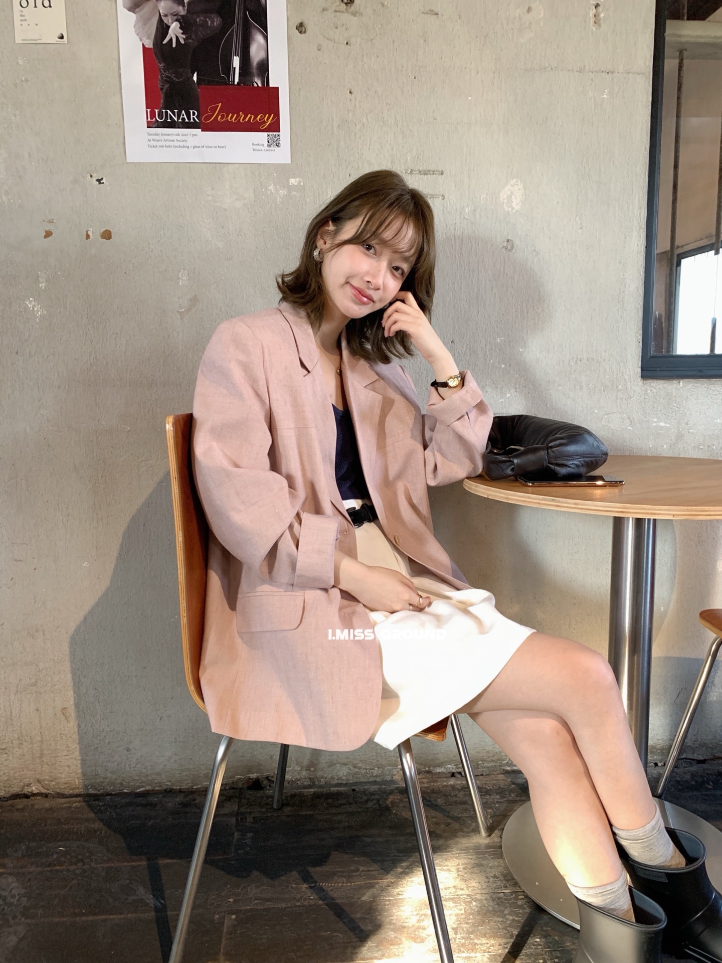 i mis时髦chic小西装外套女2025韩版英伦风宽松复古百搭休闲西服详情13