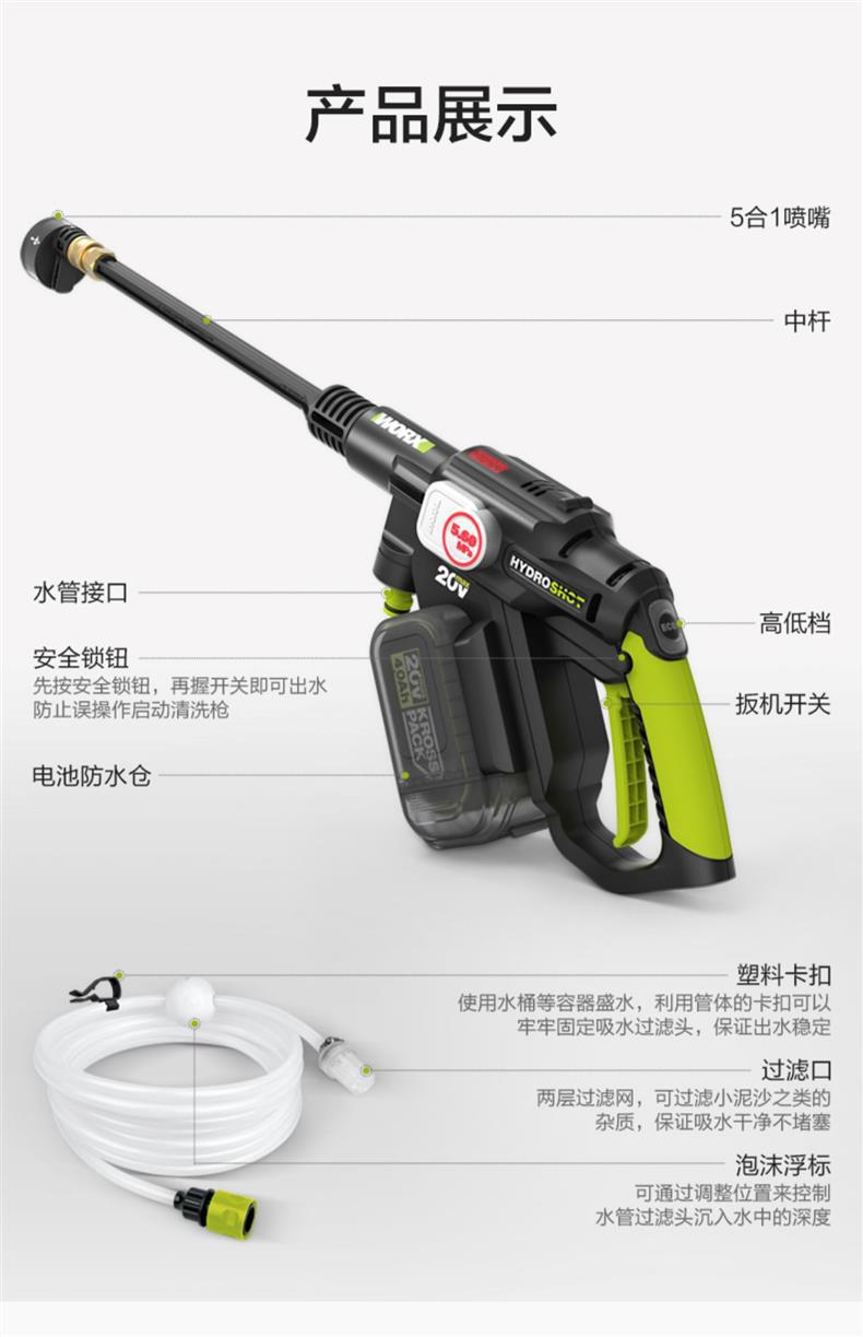 WU633 car wash machine, high-pressure lithium battery cleaning machine, brushless wireless water, WU623 electric car wash water pic 26
