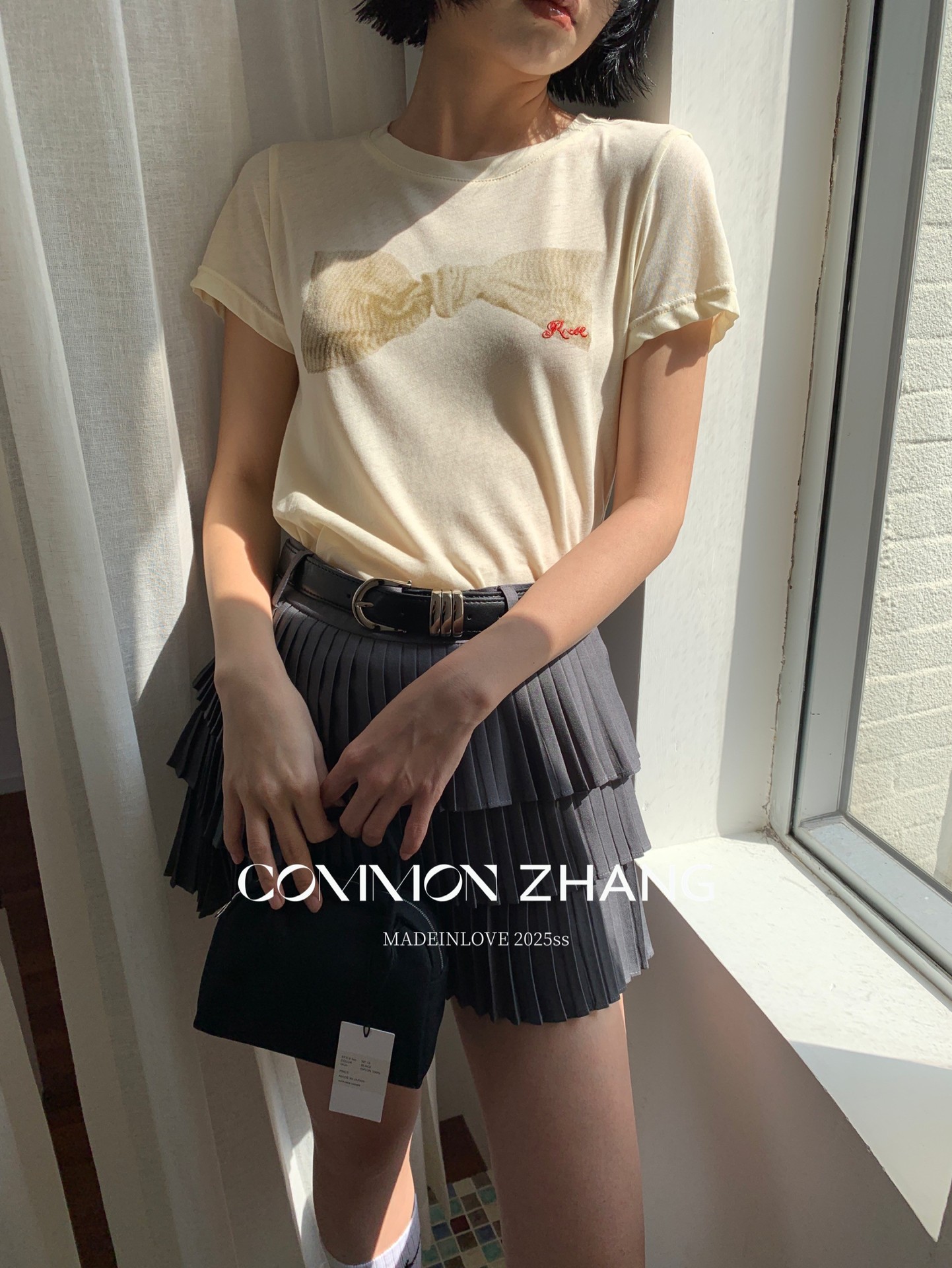CZ ZHANG Summer Korean Style laid-back Casual Versatile Bow Print Letter Embroidery short-sleeved T-shirt B20639 pic 26