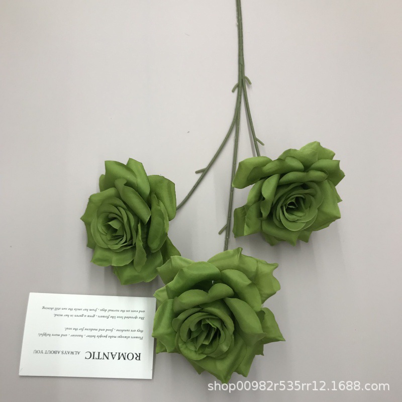 婚庆仿真3头钻石玫瑰花绢布家居软装摆件假花婚礼堂路引插花排束详情11