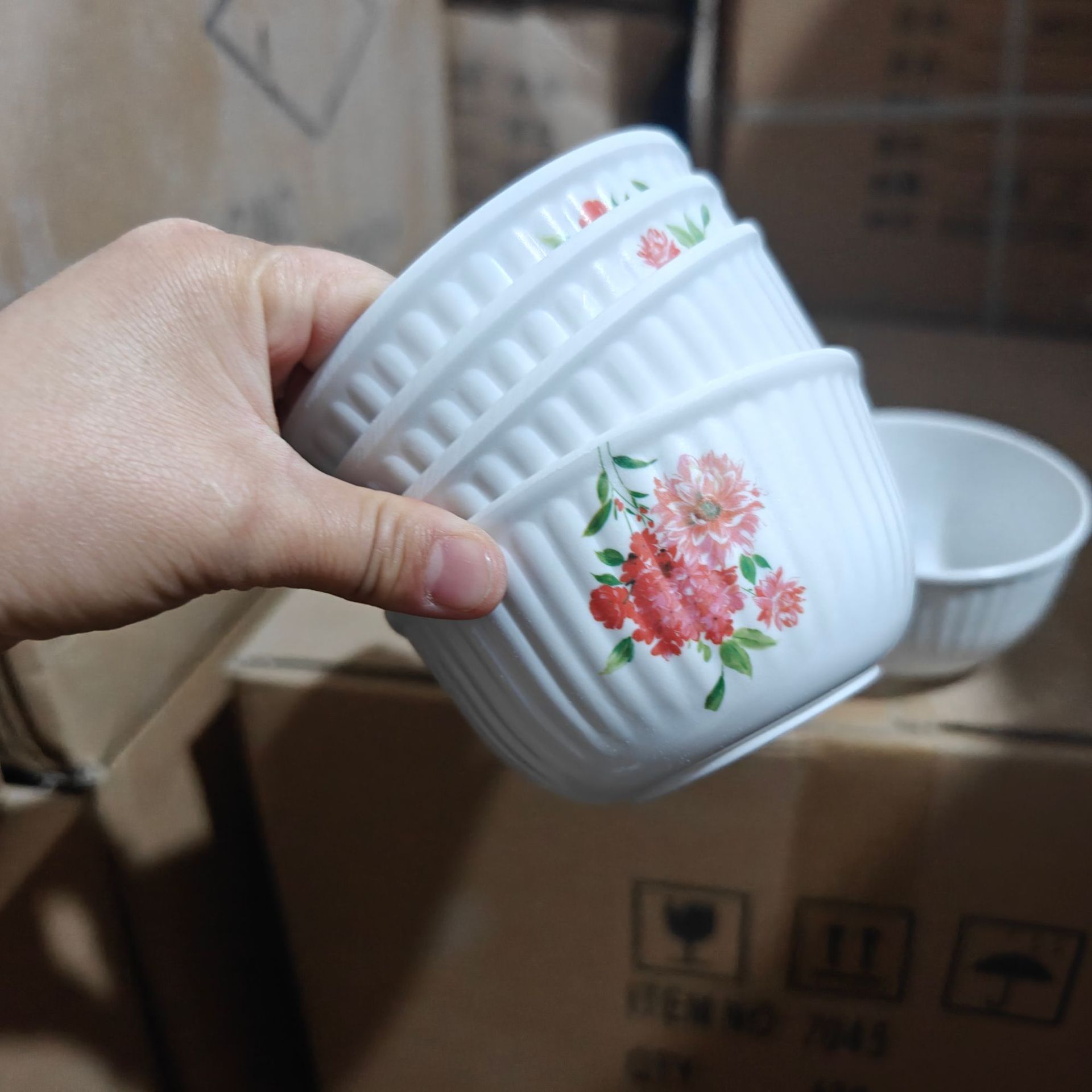 【 Zone 3-9 】7045 white bowl 480 yuan per box 7045 printed colored imitation porcelain Bowl Melamine Bowl Rice Bowl White Bowl Fast Food Restaurant Small Bowl 1 yuan source 2 yuan wholesale pic 4