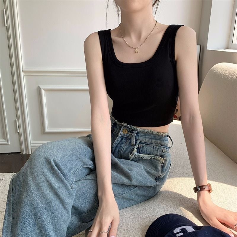 一件代发跨境带胸垫背心女夏季短款百搭裹胸露脐打底小背心女批发详情5
