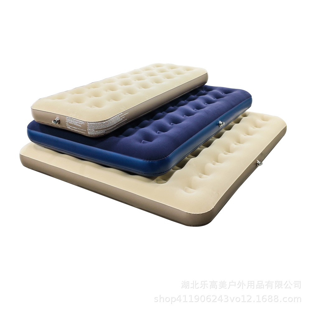 新款可收纳便携式植绒充气床野营户外充气床垫高端彩盒礼盒包装工厂直销懒人野外充气床详情9