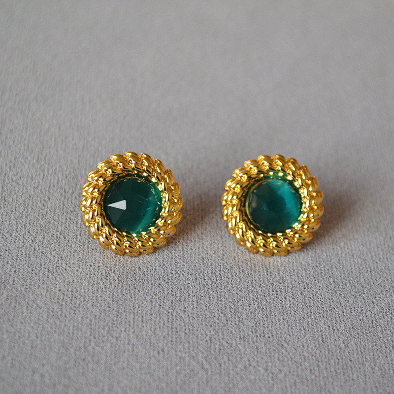 新春彩蛋清仓特价回馈欧美复古小众设计黄铜镀金个性气质耳钉耳饰详情11