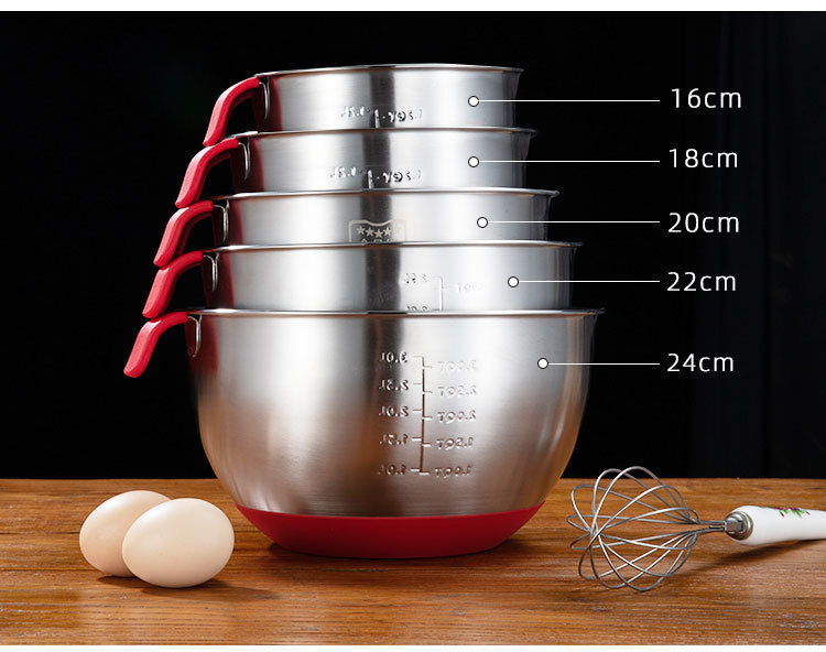 加厚不锈钢硅胶底打蛋盆带手柄水位线倾嘴搅拌碗硅胶沙拉盆和面盆详情8