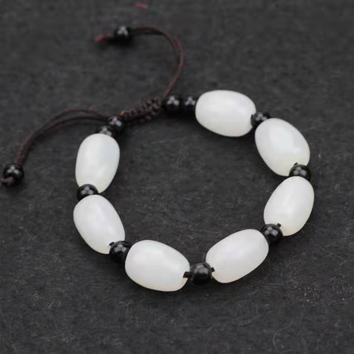 Afghan jade bracelets for men and women, Buddhist prayer beads, white jade bracelets, jade shaped beads, live-streaming at street stalls, wholesale of opening gifts pic 7