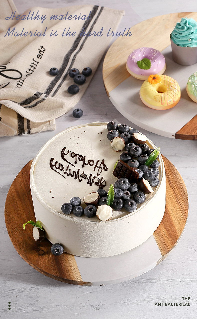 蛋糕转盘圆形大理石菜板拼接相思木厨房轻奢托盘烘焙转盘跨境专供详情8