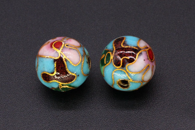 Traditional copper-based cloisonne enamel jewelry, prayer beads, chain accessories, Jingtai blue polished 12#, 14#, 16# round beads pic 4