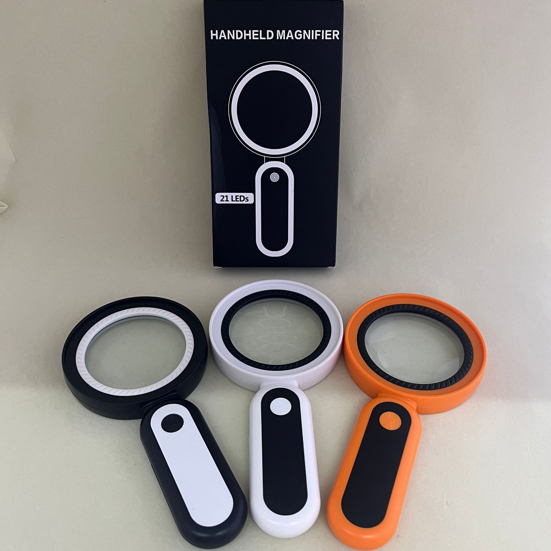 跨境新款手持式带21个LED灯3档调光高倍礼品古董邮票鉴宝放大镜详情11