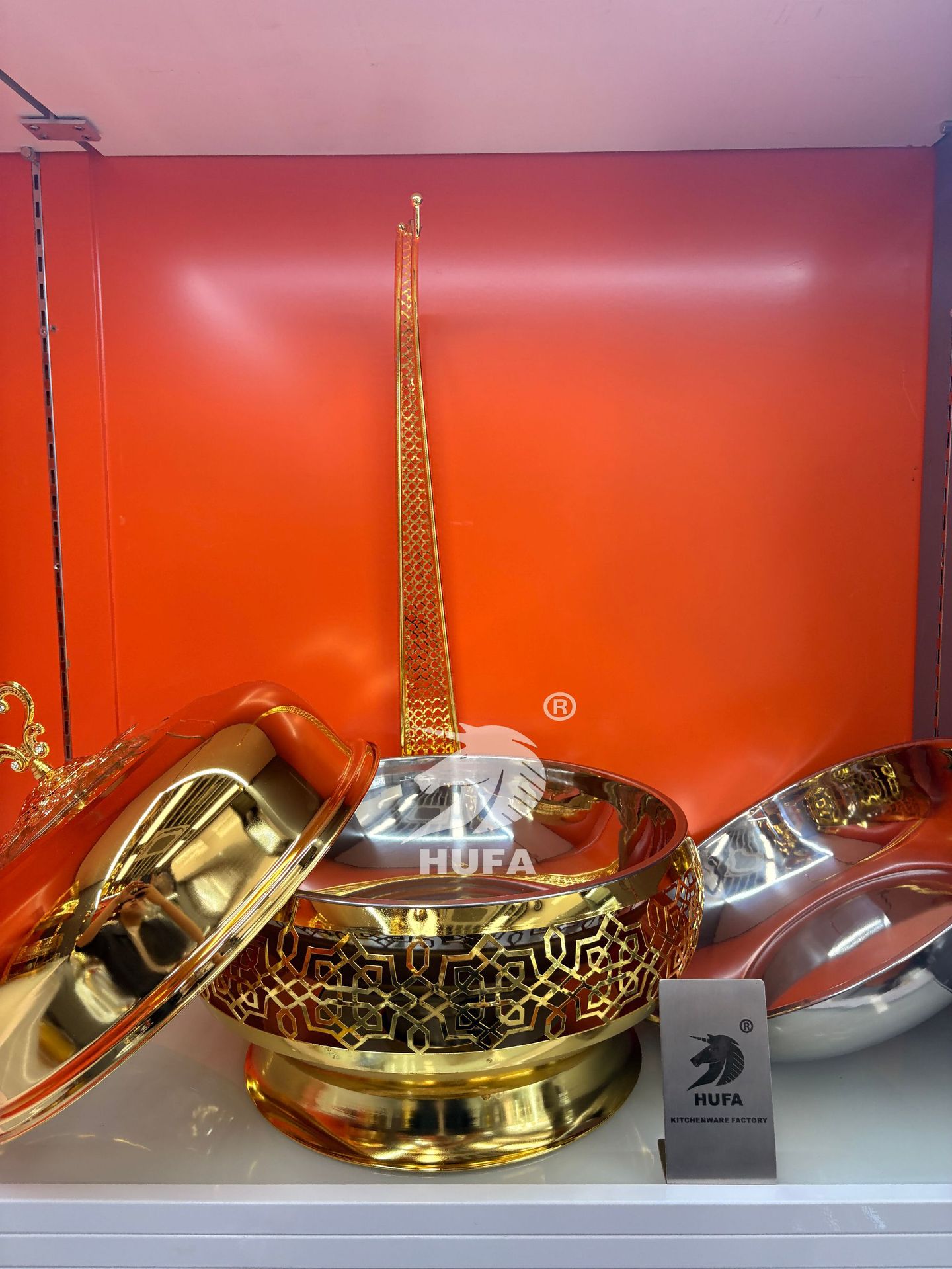 Cross-border stainless steel luxury gold disassembly and assembly hotel restaurant buffet stove, Bubi stove, heater chafingdish pic 5