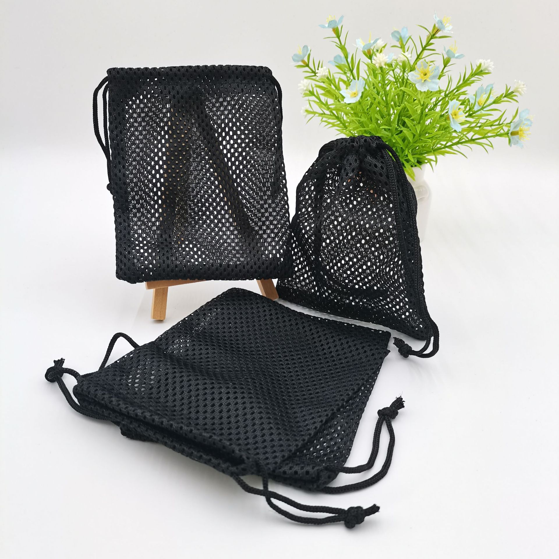 Breathable and quick-drying basketball net drawstring pocket, sports racket closing net pocket, folding ball game drawstring storage bag pic 3