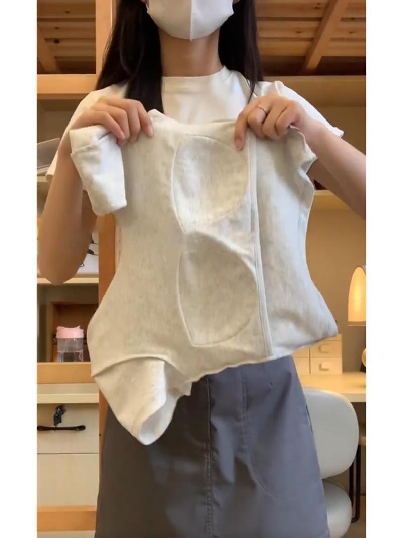 纯色辣妹正肩短袖T恤女夏季镂空美背带胸垫打底小衫短款上衣详情4