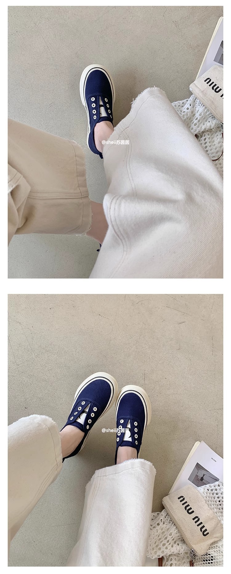 苏茵茵同款隐形增高7cm~懒人休闲厚底乐福单鞋女帆布鞋板鞋详情12