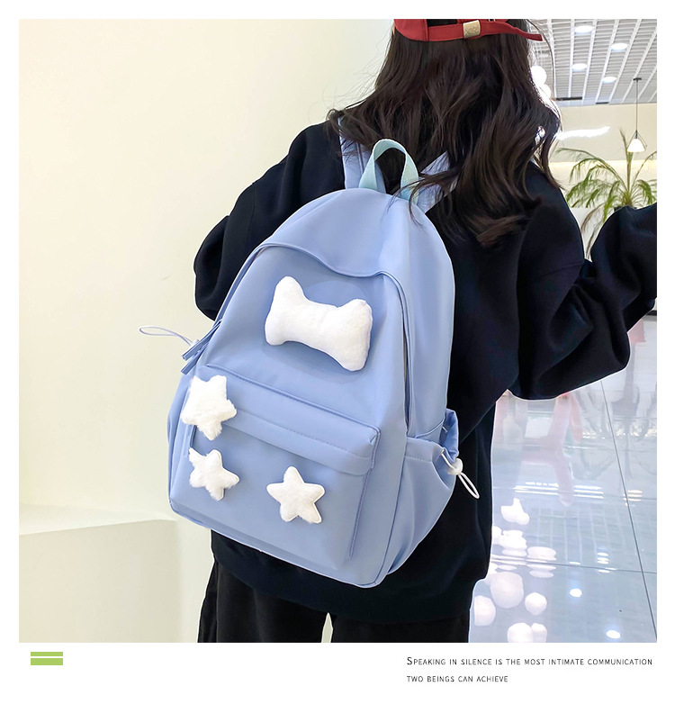 可爱少女小众自制五角星双肩包百搭大学生书包女休闲高中背包详情22