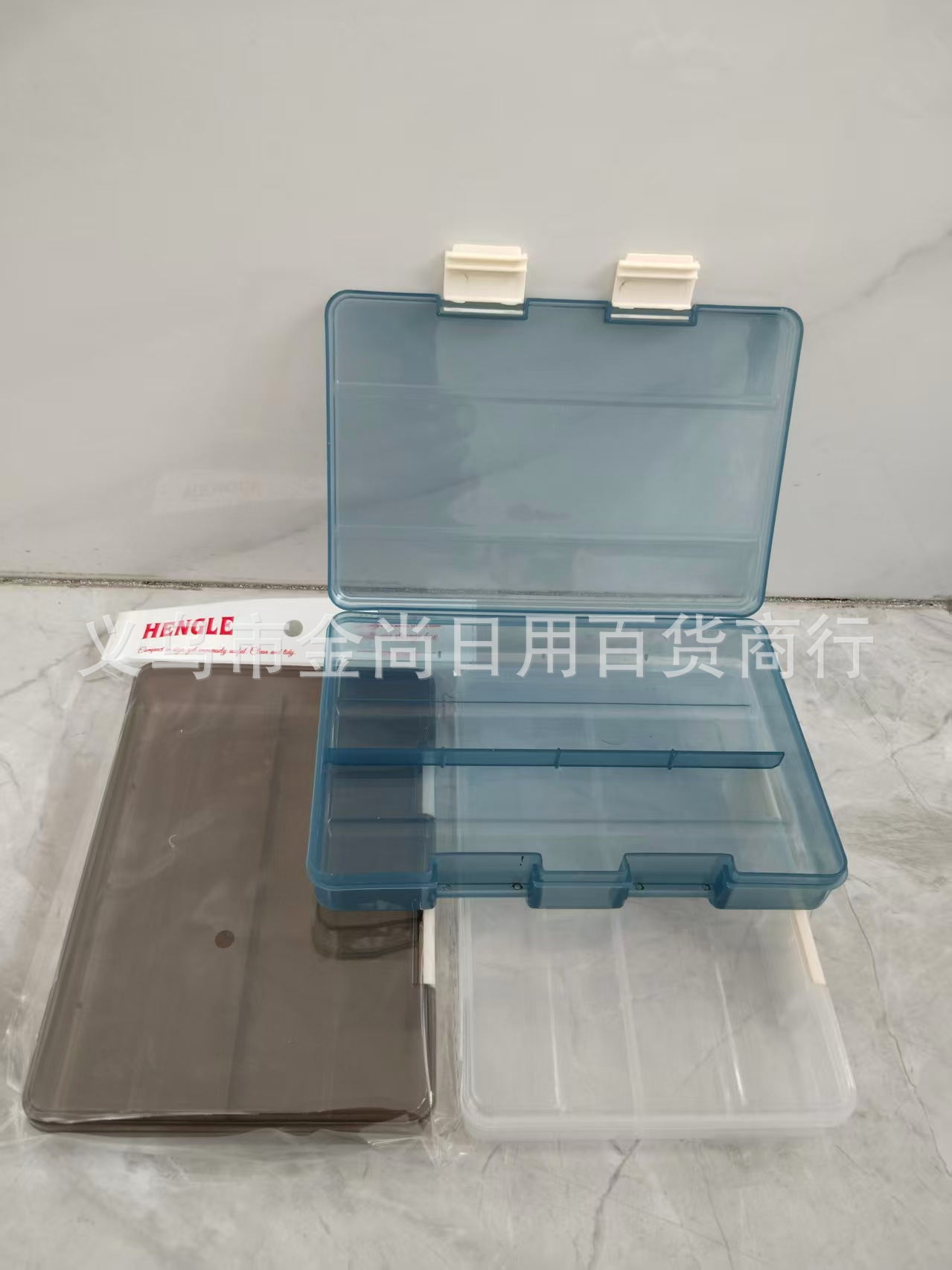 Household thickened transparent solid color plastic compartments storage box for toys, small items, tools and parts classification storage box pic 3