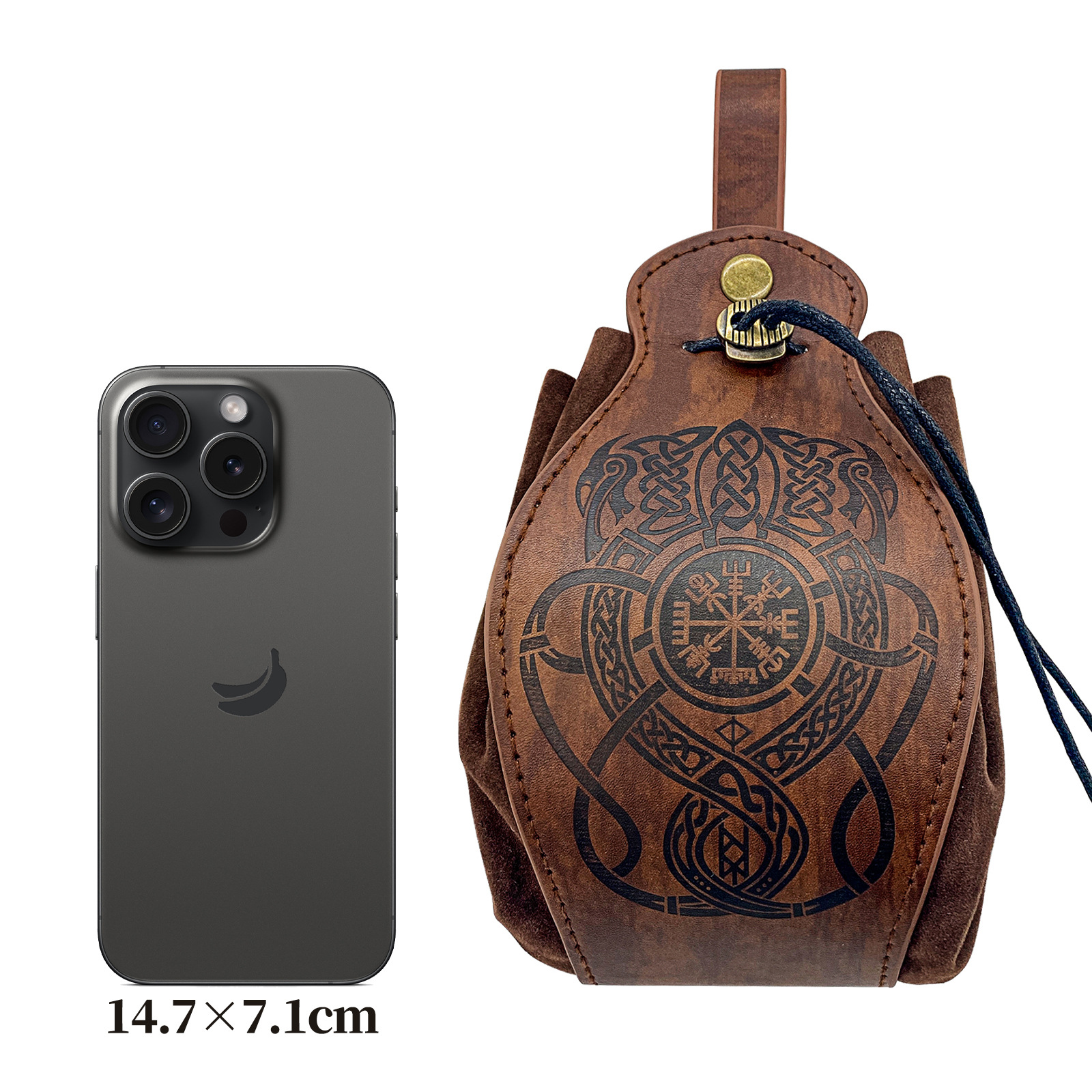 Cross-border multi-platform best-selling Vikings style medieval pocket bags that can be hung with belts, retro waist bags pic 3