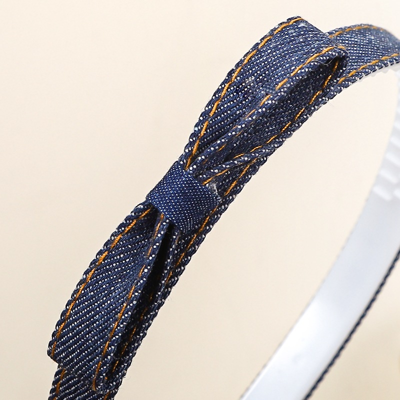 韩版牛仔发饰甜酷风蝴蝶结发箍儿童布艺压发卡带齿防滑少女头箍详情9