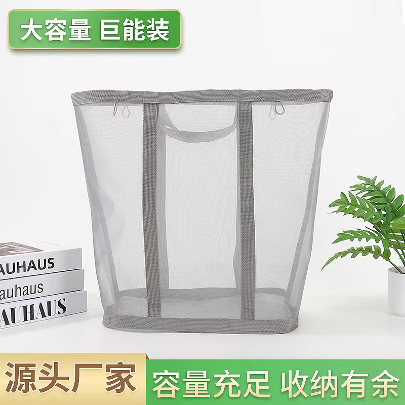 源头工厂脏衣篮大容量尼龙网浴室便捷式可折叠脏衣服洗衣篓壁挂式详情3