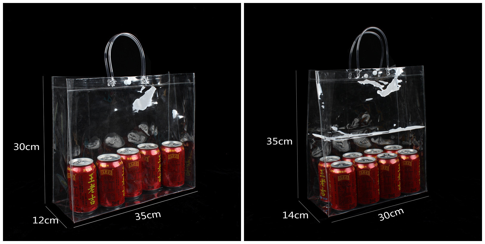 Cross-border in-stock pvc handbags with snap fasteners, plastic transparent wine bags, souvenir bags, wedding candy gift packaging pic 12