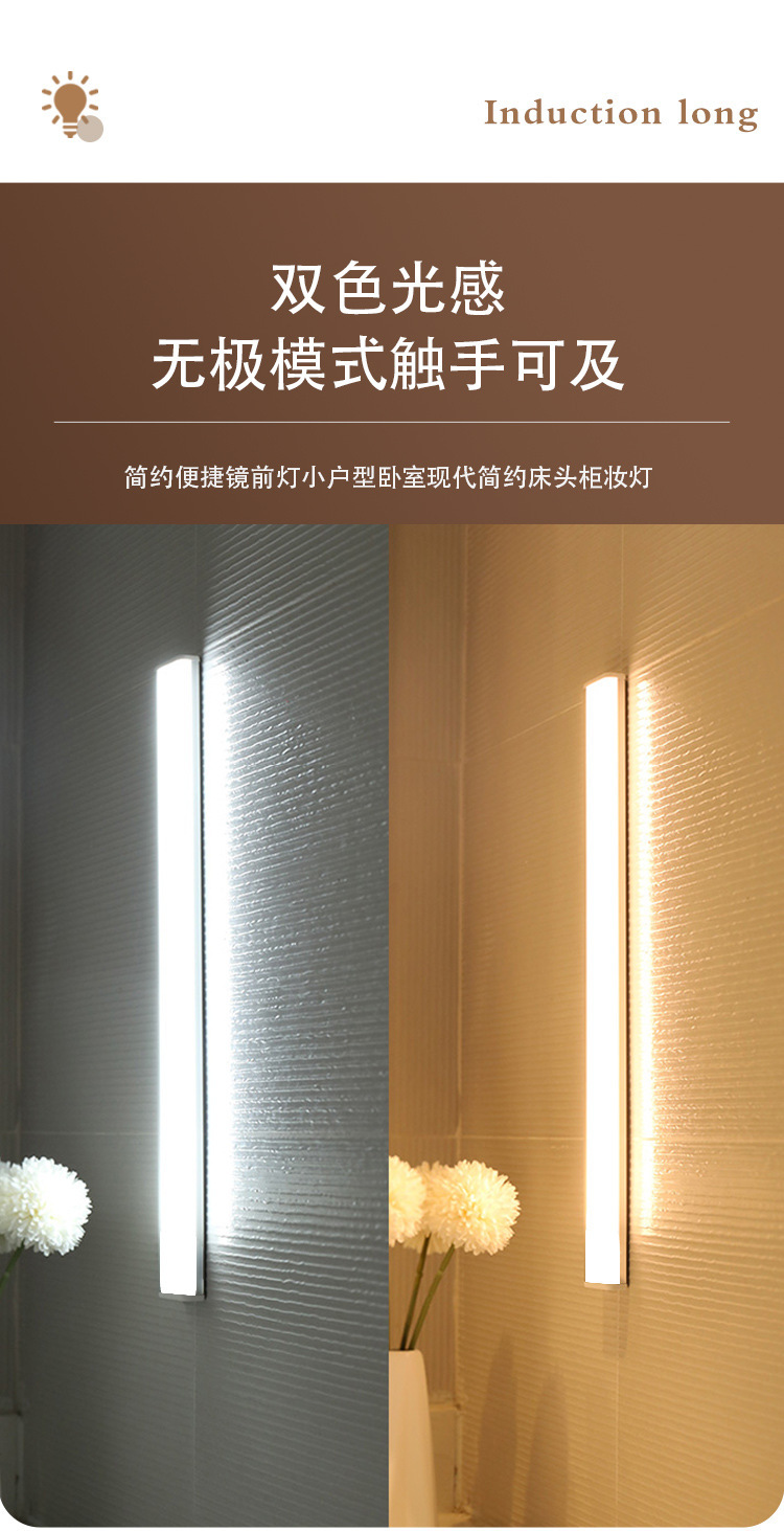 Intelligent led human body sensor light, magnetic self-adhesive wireless night light, long strip charging, cabinet and wardrobe light strips and light strips pic 4