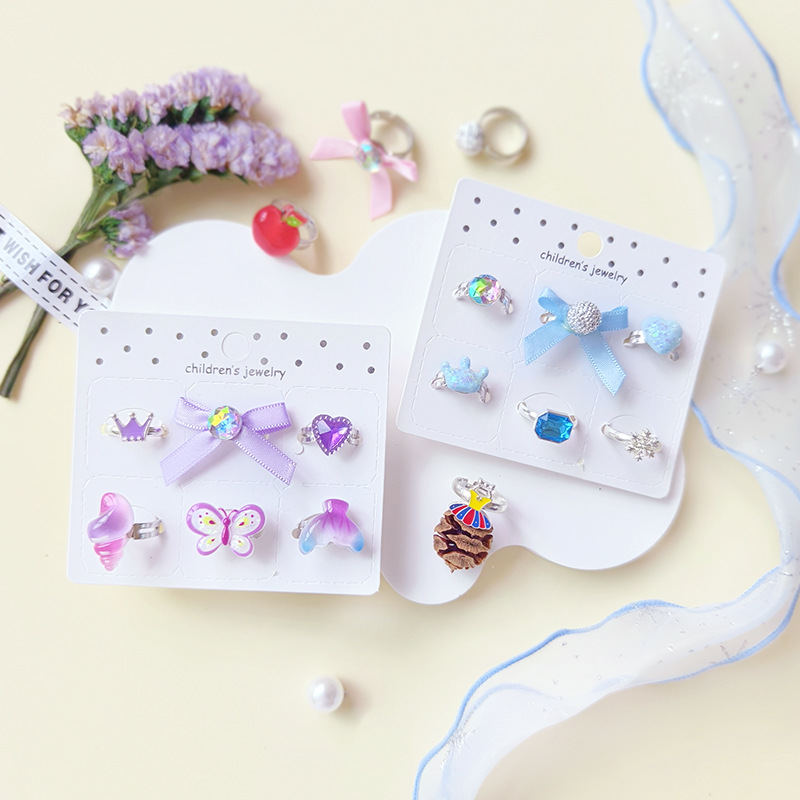 【可以】新品可爱公主宝石戒指女童可调节戒指玩具儿童戒指套装详情3