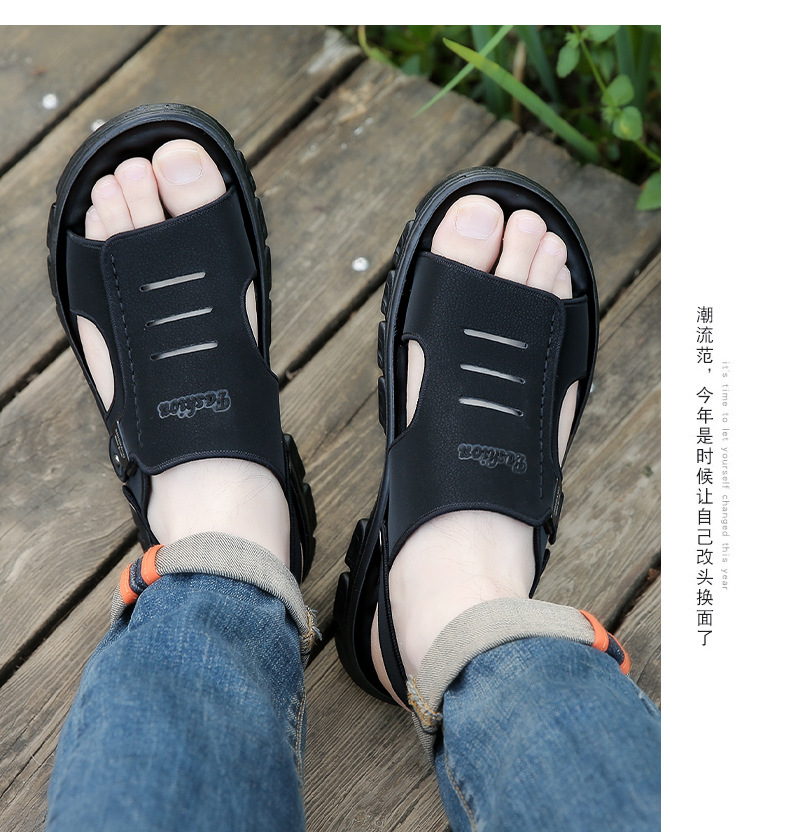 夏季男士凉鞋2025新款耐磨软底软面外出沙滩鞋真皮凉鞋男款外穿详情18