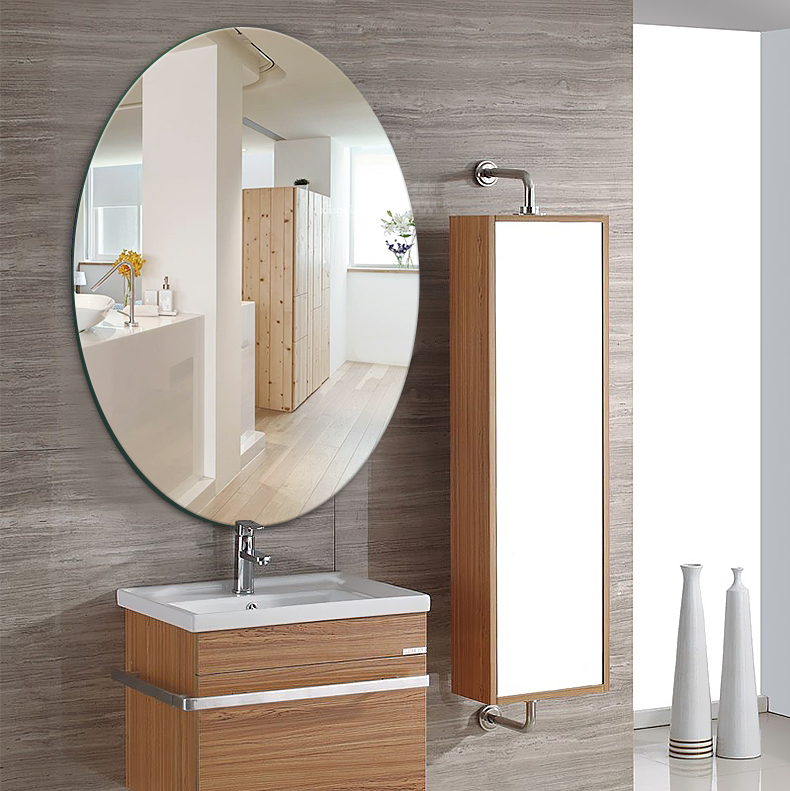 浴室镜卫生间镜子免打孔贴墙椭圆形自粘贴梳妆壁挂镜化妆镜圆茹遇详情14