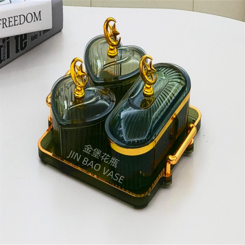 轻奢高颜值玻璃果盘商用水果拼盘家用创意分格干果盒小吃零食盘详情22