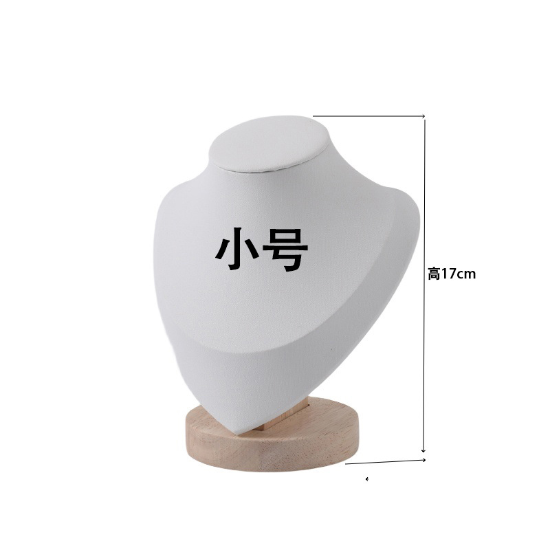 Wooden velvet necklace display stand, neck mold pendant stand, jewelry stand, human neck jewelry window storage, model stand pic 1