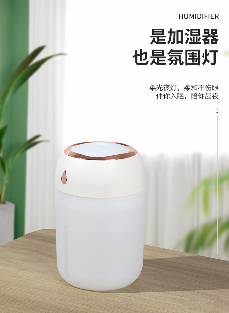 跨境迷你水滴加湿器 usb家用卧室桌面补水小型便携炫彩杯加湿器详情3