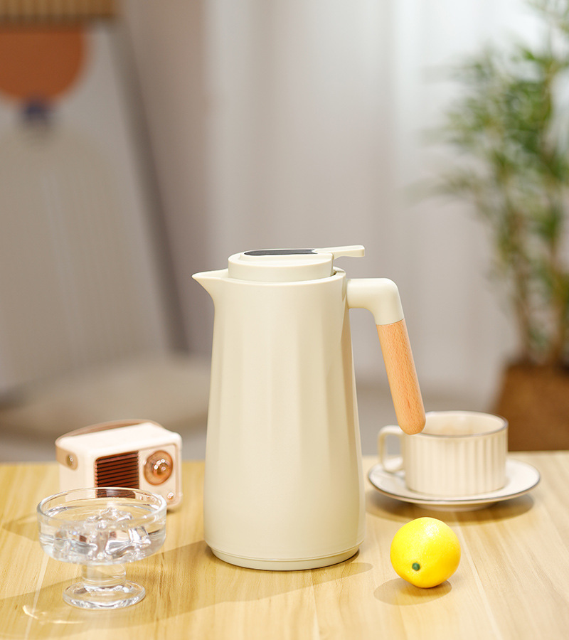 New cross-border wooden handle large-capacity thermos, household coffee pot, thermos, water bottle, hot water kettle, dormitory thermos, fashionable and portable thermos pic 14