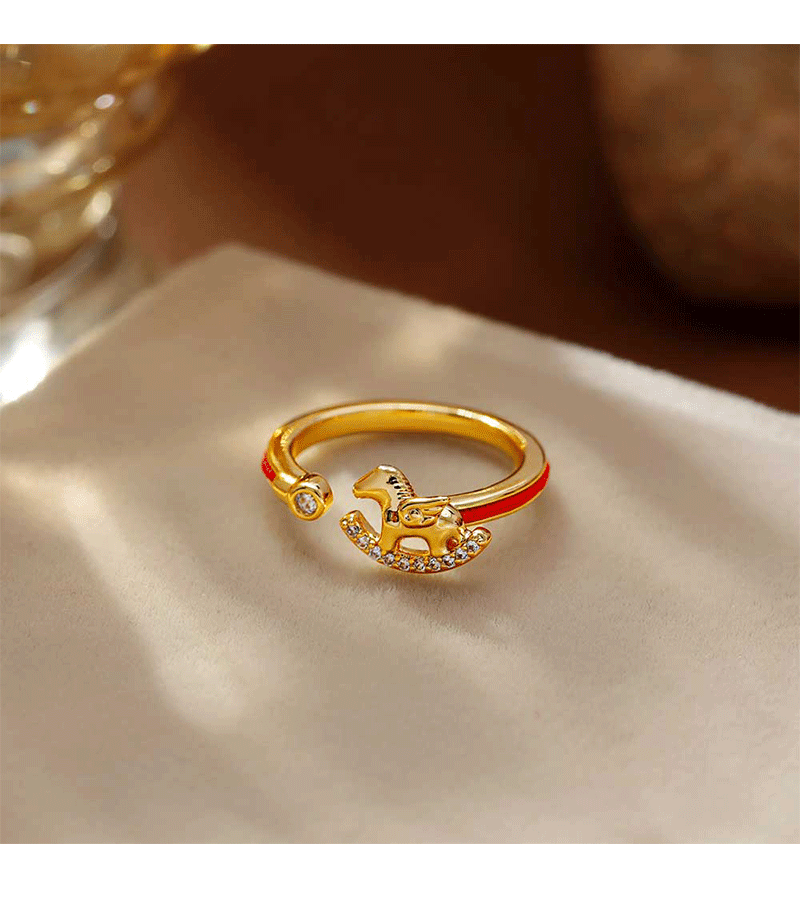 Hyacinth Red Horse Year Small Horse Ring for Women 2026 New Bestseller Zodiac Horse Index Finger Ring, a niche model for the zodiac year pic 8