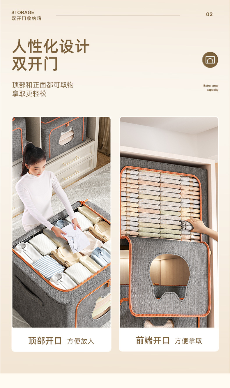 阳离子面料动物头像透视收纳箱实心钢架折叠多功能宿舍储物箱宠物猫猫窝笼园艺用品详情4