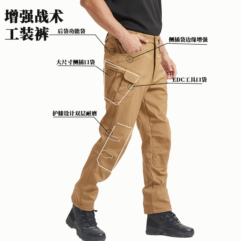 Yitu Autumn/Winter X7-511 Soft Shell Down Jacket and Pants Set, waterproof and wear-resistant fleece outdoor sports warm tactical workwear for men pic 10