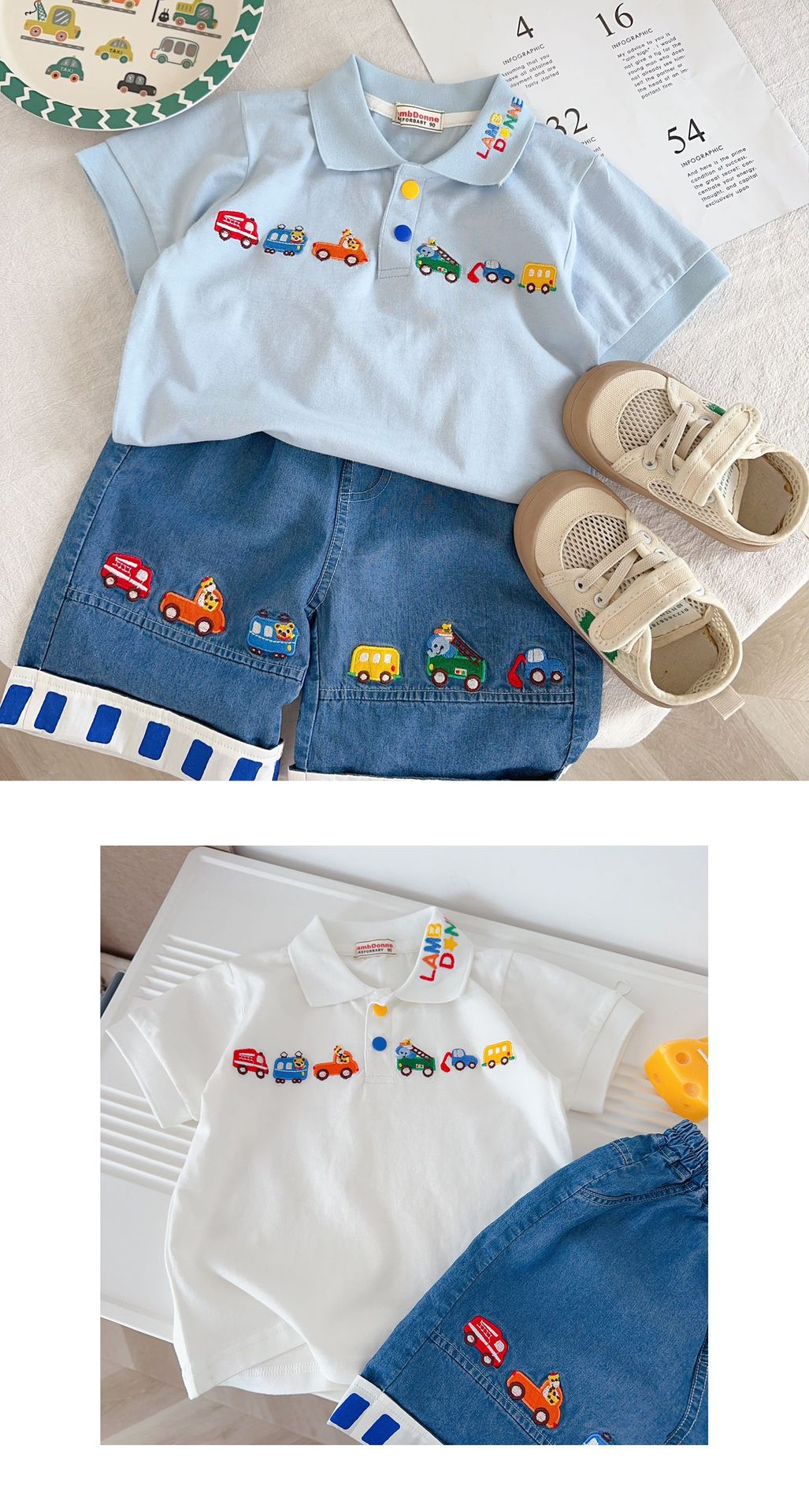 儿童t恤25秋款男童polo衫男童长袖t恤小汽车刺绣长袖打底外贸童装详情18