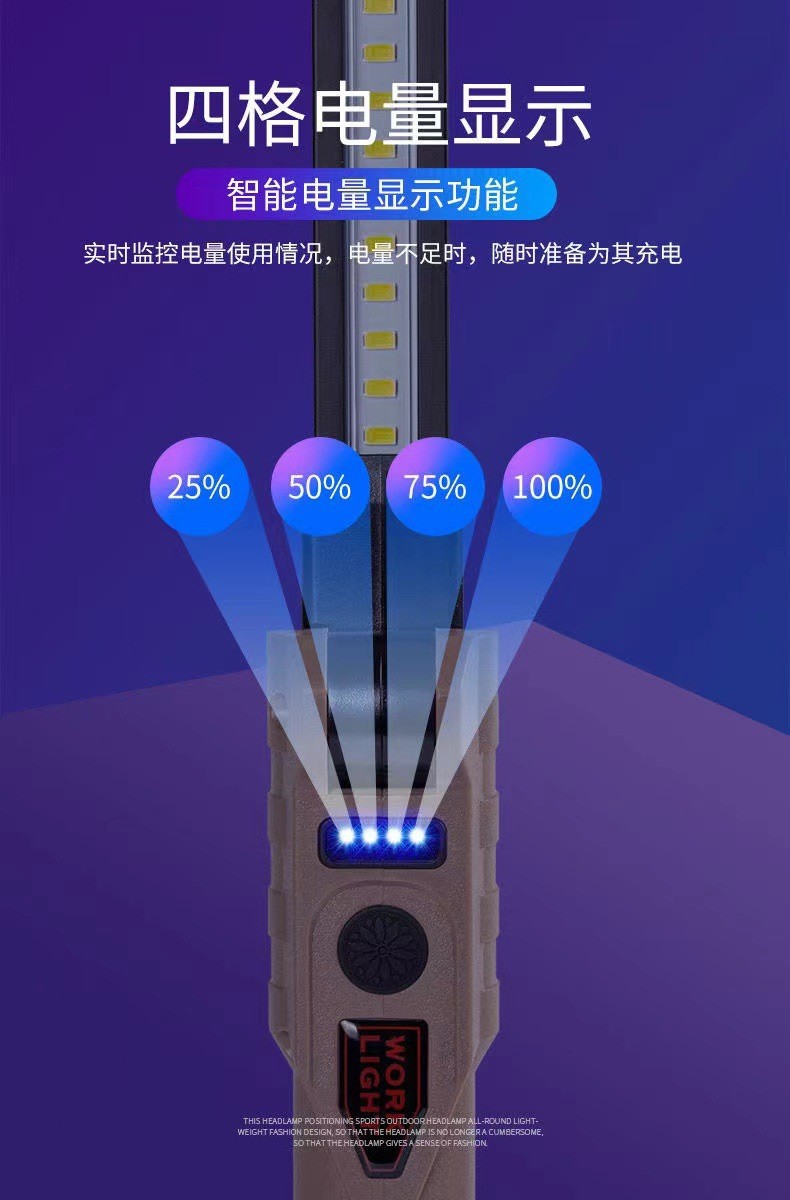 新款手持充电折叠工作灯强磁维修灯红光警示灯磁吸LED便携手电筒详情11