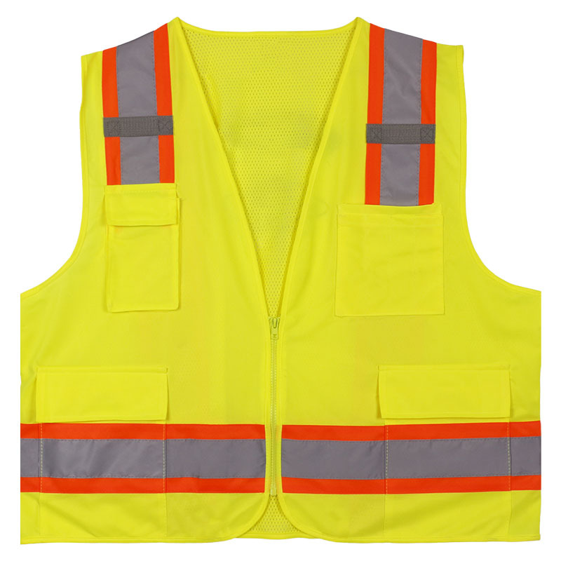 跨境印logo反光工作服背心桃型网布透气速干夏款工厂反光男工装详情4