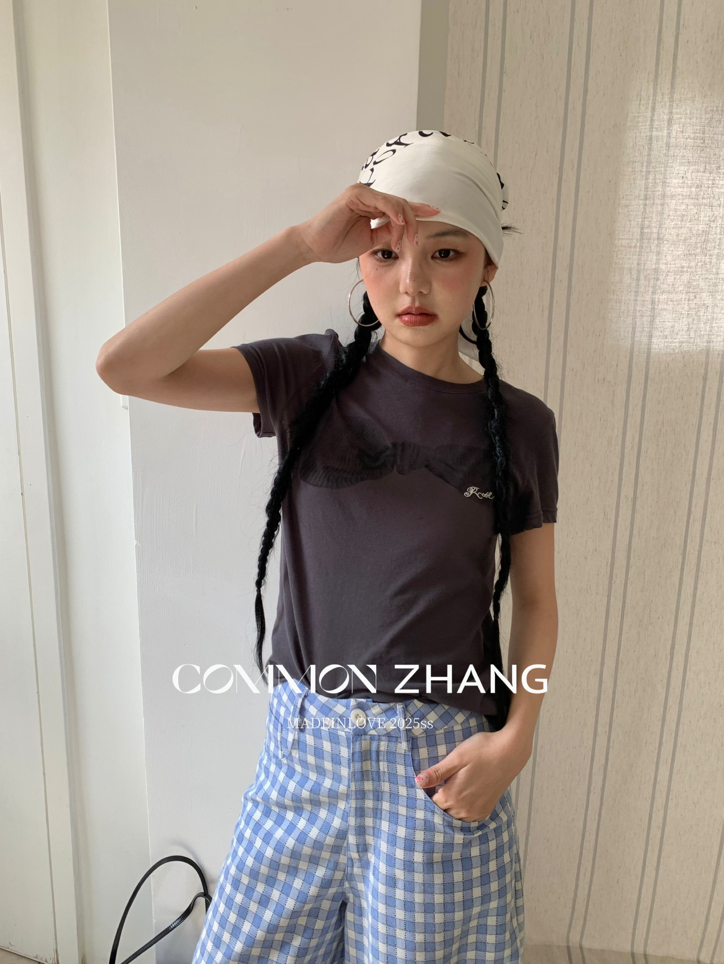 CZ ZHANG Summer Korean Style laid-back Casual Versatile Bow Print Letter Embroidery short-sleeved T-shirt B20639 pic 8