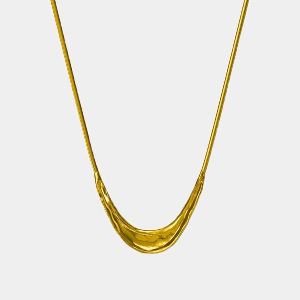 小众捶打纹U形笑脸吊坠项链女设计高级感极简日常百搭长款毛衣链详情6