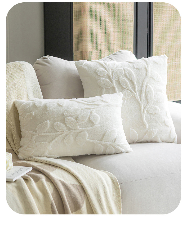 毛绒提花抱枕纯色简约家居沙发靠枕套立体图案客厅沙发靠垫跨境详情25