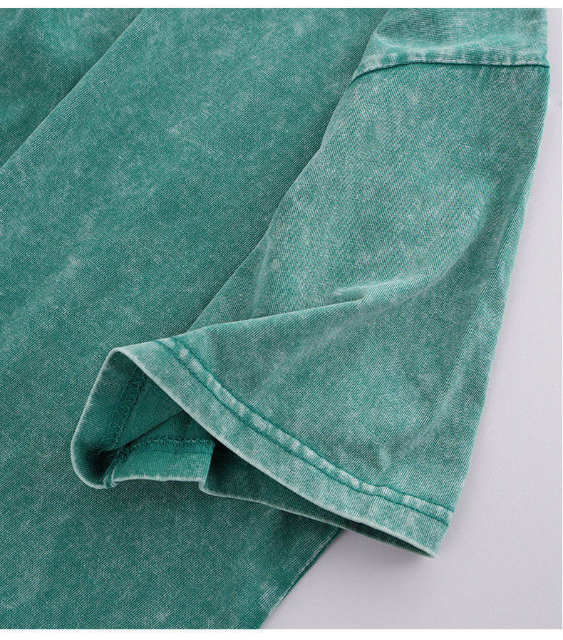 男士T恤230克酸洗炒雪花宽松做旧复古水洗短袖男纯棉t恤落肩欧码详情27