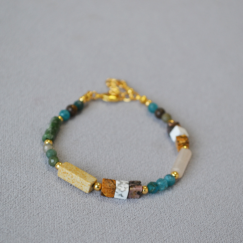 法式小众设计文艺复古时尚简约彩色真石串珠叠带个性气质细手链女详情23