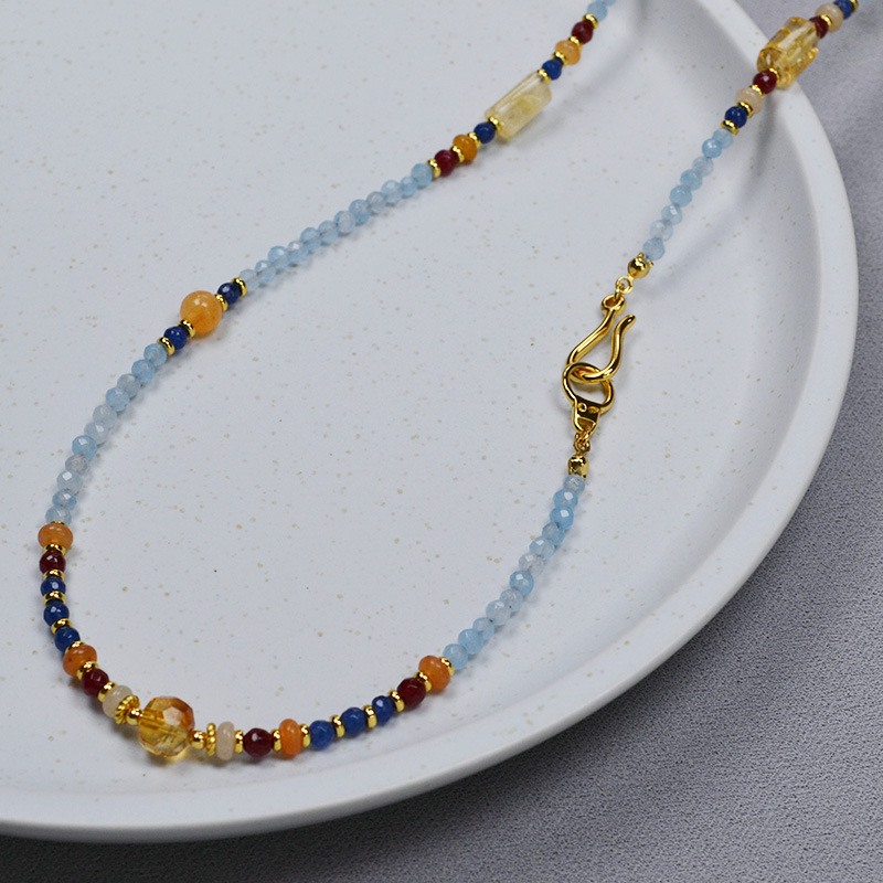 设计师原创中国风小众复古真石串珠流苏可拆卸一款多戴项链毛衣链详情9