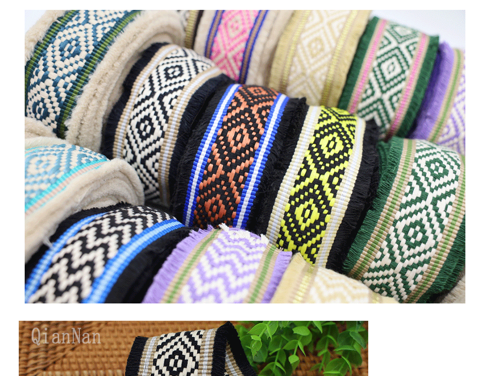 Factory direct supply of 60mm wide fringed tassel ethnic style jacquard webbing for luggage straps, clothing, shoes and hats, and decorative accessories pic 6