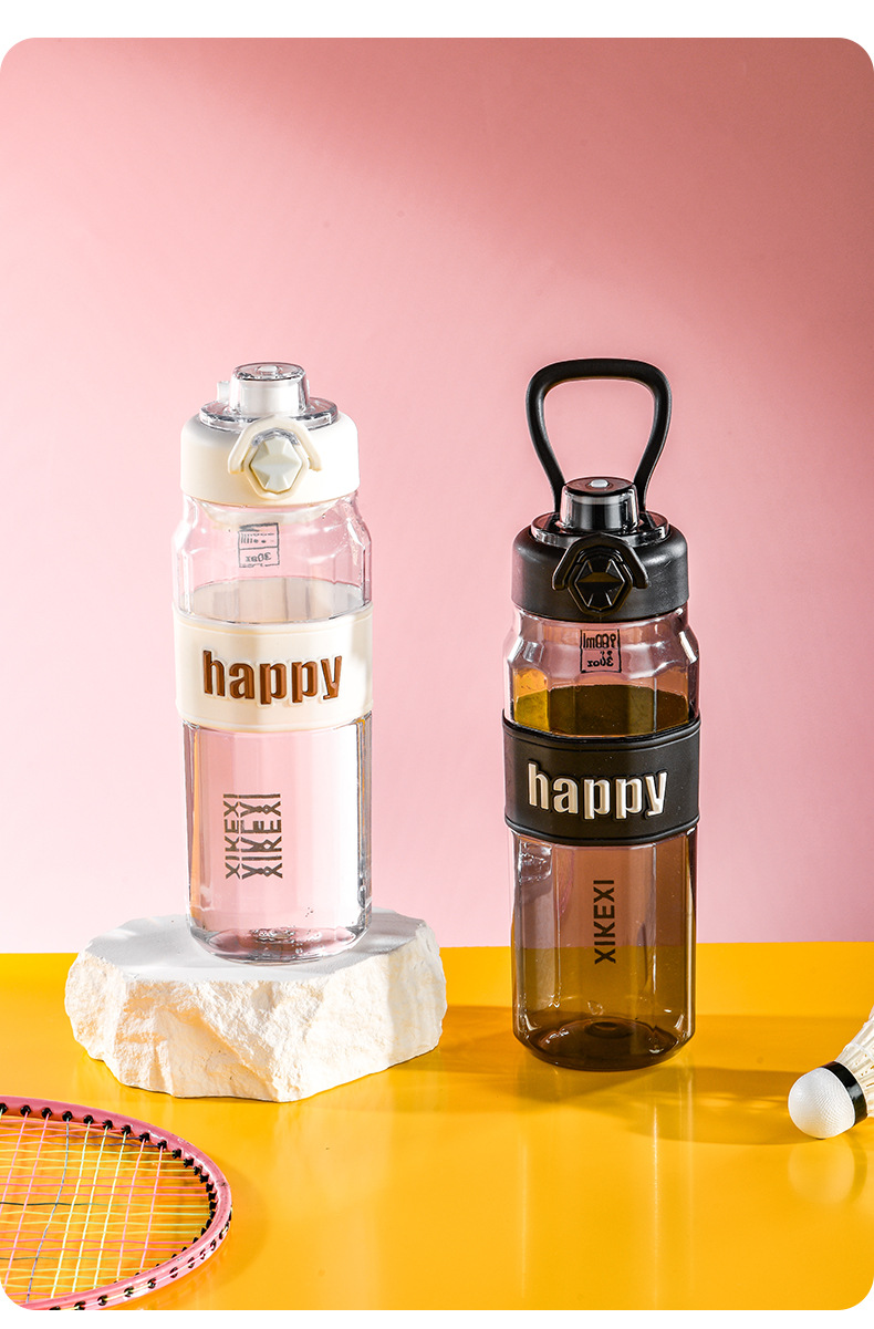 亚马逊跨境大容量透明八角水杯运动水壶吸嘴弹跳手提杯子男太空杯详情12