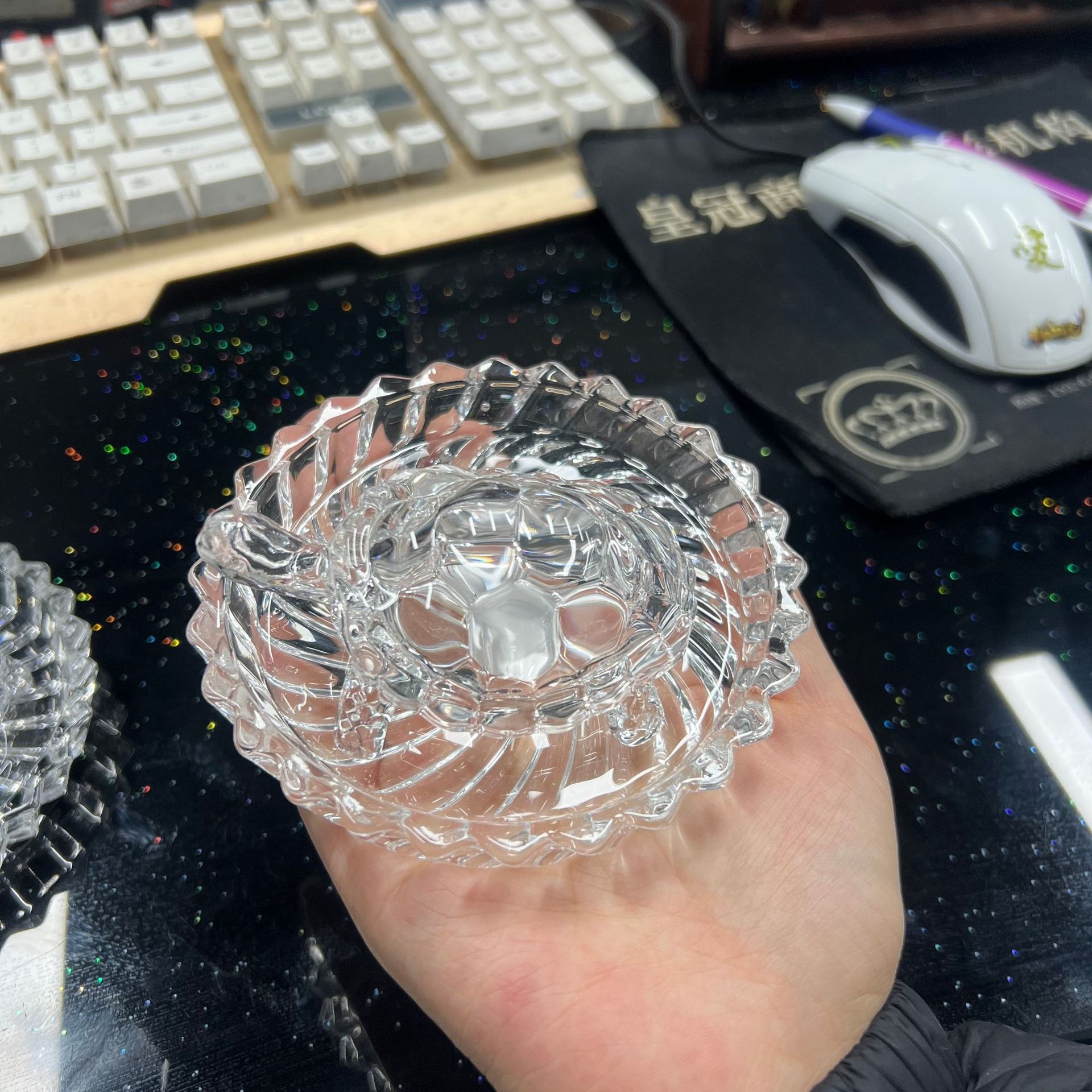 Transparent crystal glass turtle for wealth, feng shui, money turtle, glass animal for warding off evil spirits, decorative craft with plate set pic 15