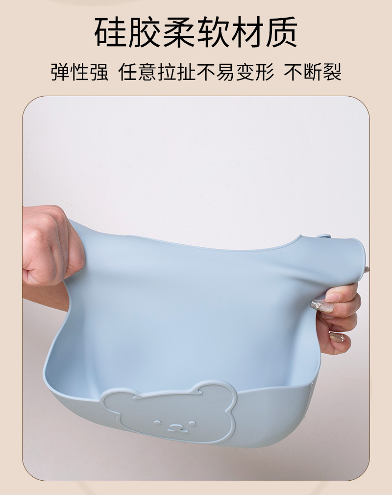 小熊硅胶辅食餐具套装宝宝硅胶吸盘碗母婴喂养婴儿围兜六件套详情3
